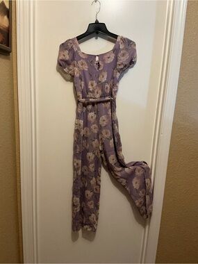 Zunie Lavender Floral Ruffle Sleeve Dress